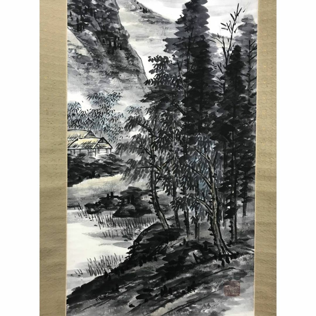 真作/鳥海二楽子/夏山雨後/山水図/掛軸☆宝船☆AD-391の通販 by 掛軸