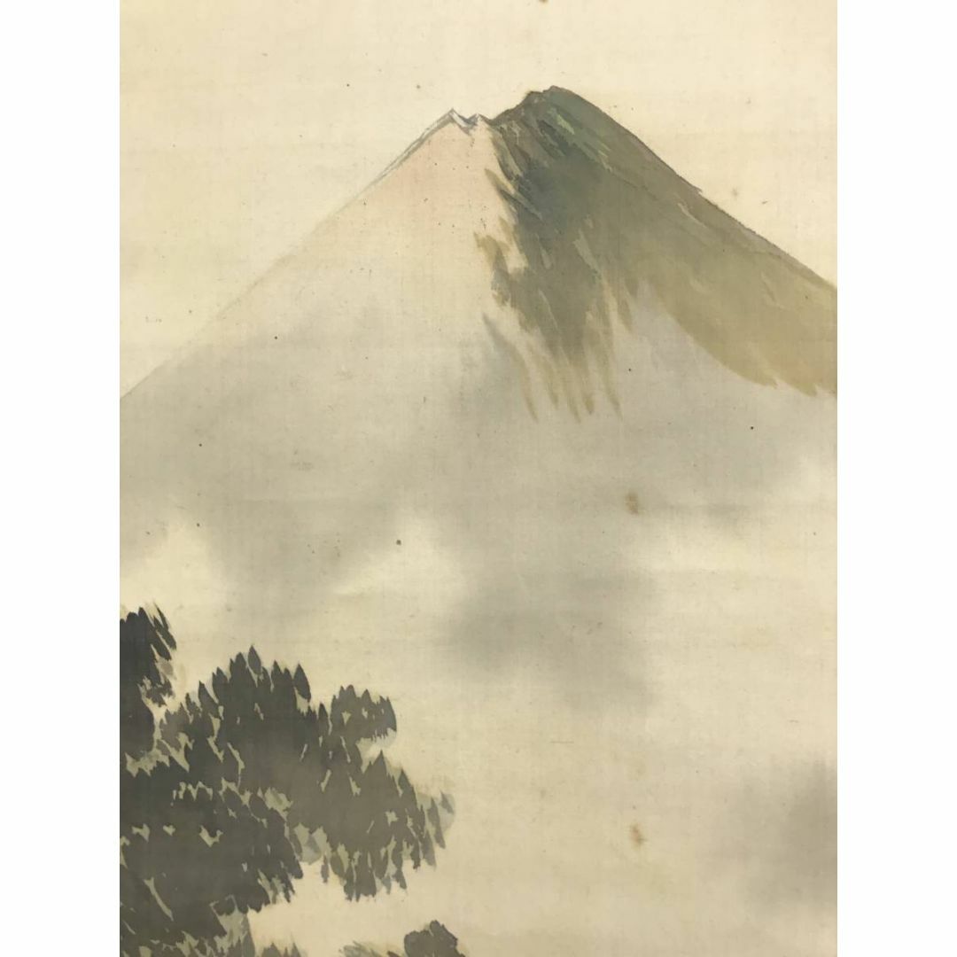 真作】紫仙渓/富士山図/富士図/山水図/横物/掛軸/名家伝来/AD-129