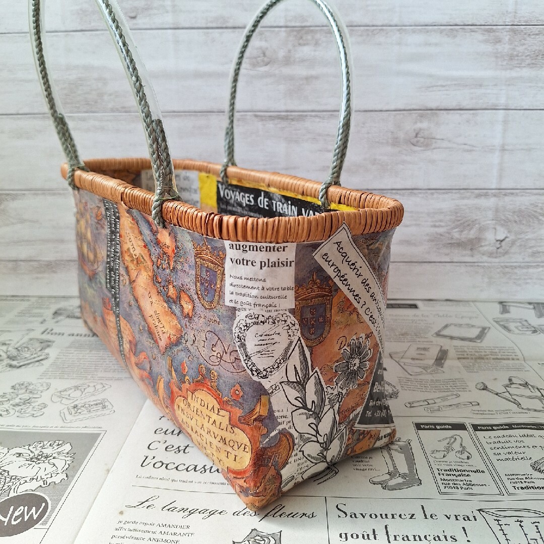 洋風な一閑張りかごバック小の通販 by miiita0320s shop｜ラクマ