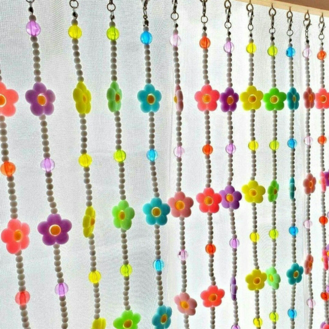 のれん 珠暖簾 昭和レトロ ビーズのれん ビーズカーテン カラフル