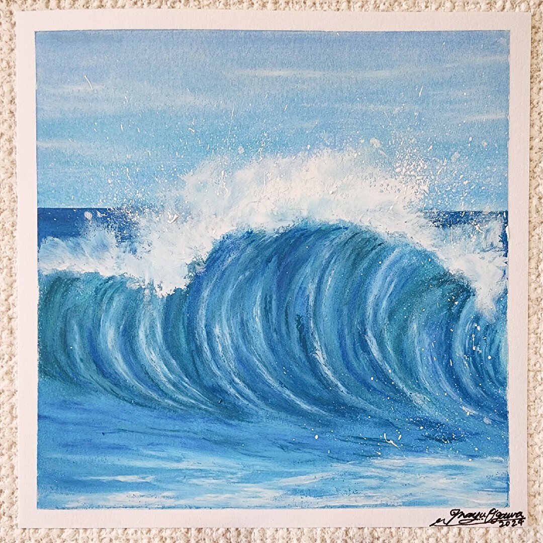 風景画 海の絵 パステル アート 自然 絵画 夏 サーフィン オイル