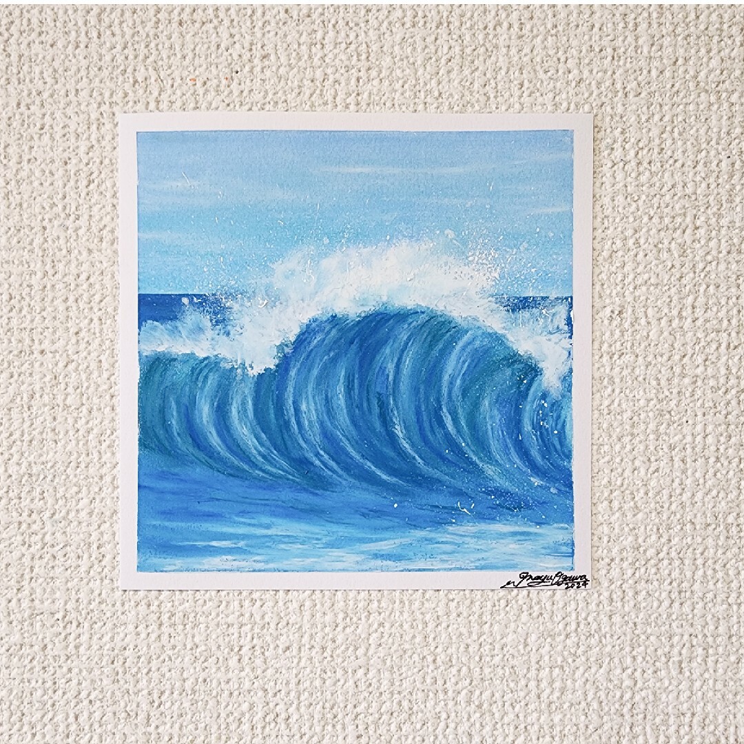 風景画 海の絵 パステル アート 自然 絵画 夏 サーフィン オイル