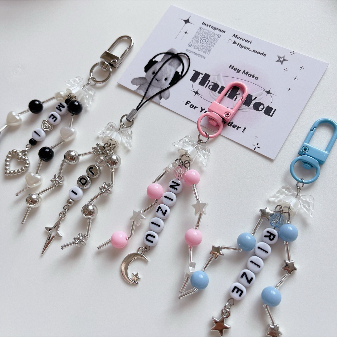 no,121 JO1♡韓国ビーズキーホルダーストラップ 推し アイドル トレカ