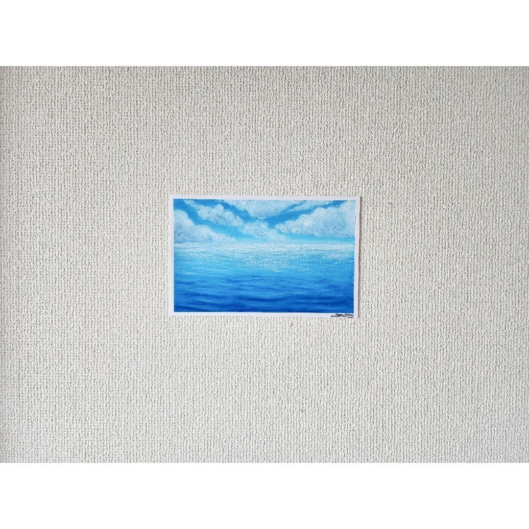 風景画 海の絵 パステル アート 自然 絵画 夏 イラスト オイルパステル