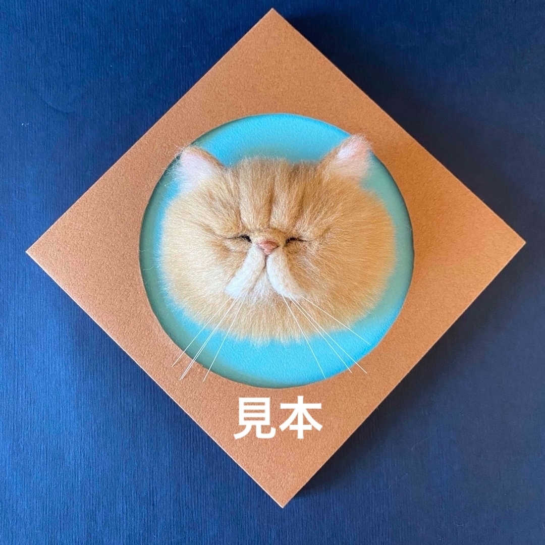 見本 羊毛フェルト リアル可愛いペルシャ3兄弟のブローチ ①ブサカワ猫