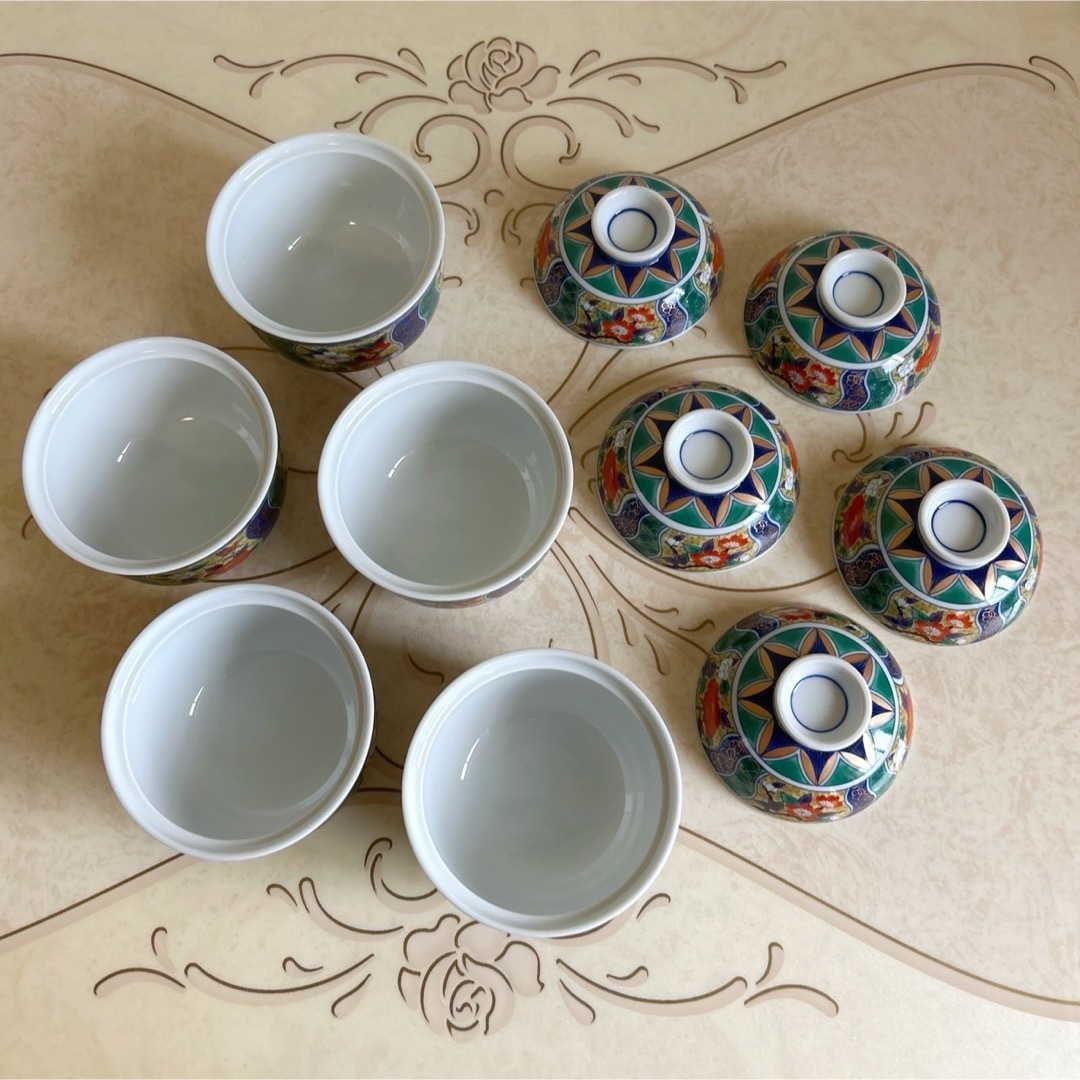 有田焼 - 有田焼 南山窯 蓋付き碗揃 5客セット 茶碗蒸し器 小丼 金彩古