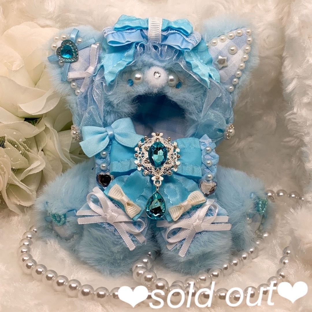 ❤︎ぬい服 おすわりぬい服 着ぐるみ 10cm にじぱぺ用 ねこちゃん 水色