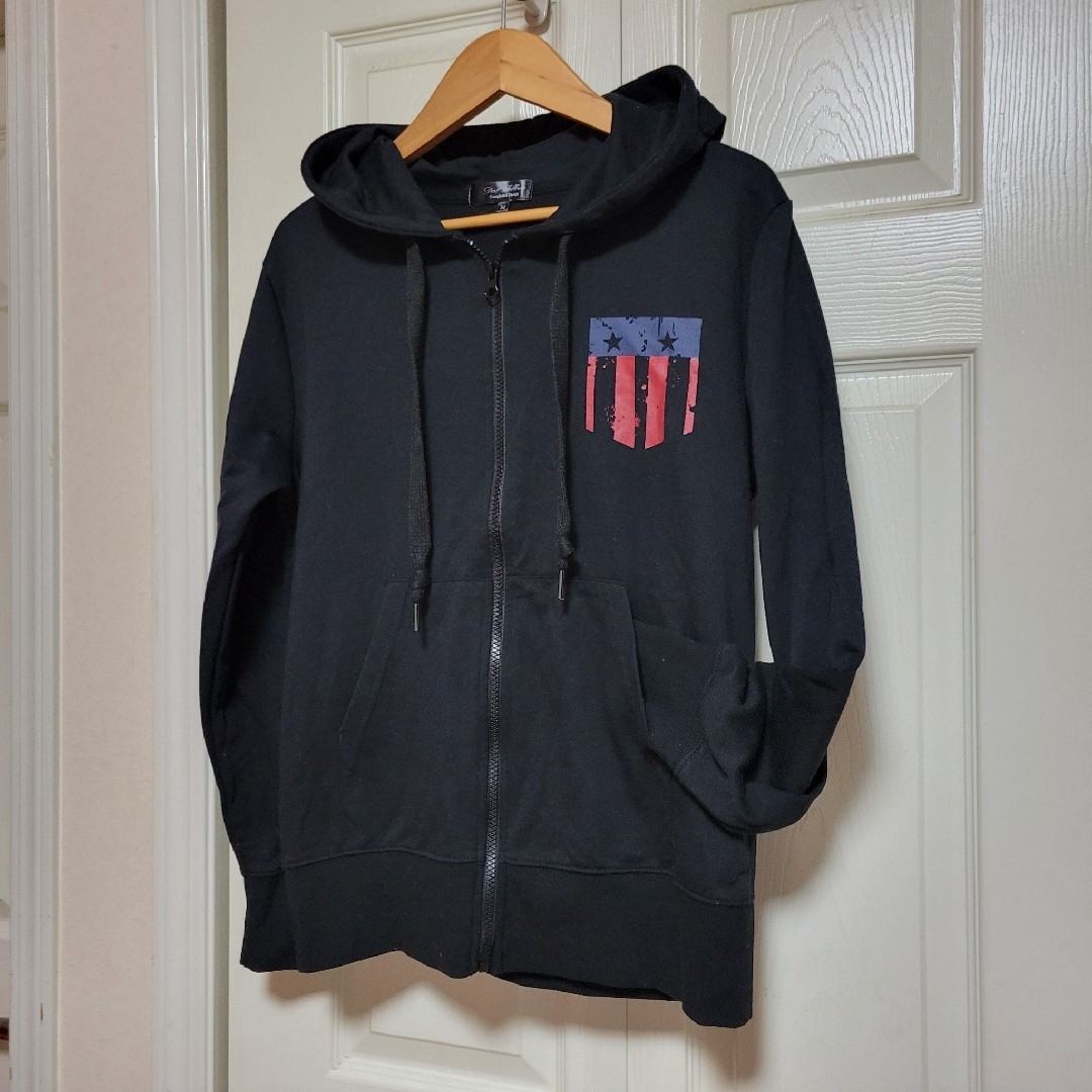 Mサイズ 黒 フード付き ジップアップパーカー 中学生 高校生向きの通販