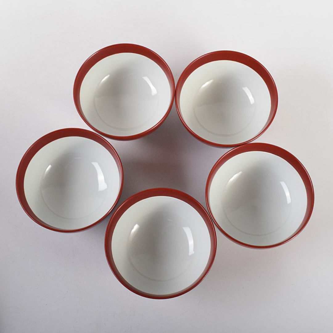 和食器 松谷窯 内染付 陶漆 蓋物 蓋碗 5客 共箱 M R8058C 工場