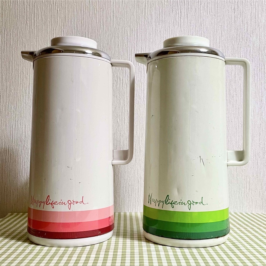 TIGER - 昭和レトロポップ タイガー魔法瓶 ポット ピンクとグリーン