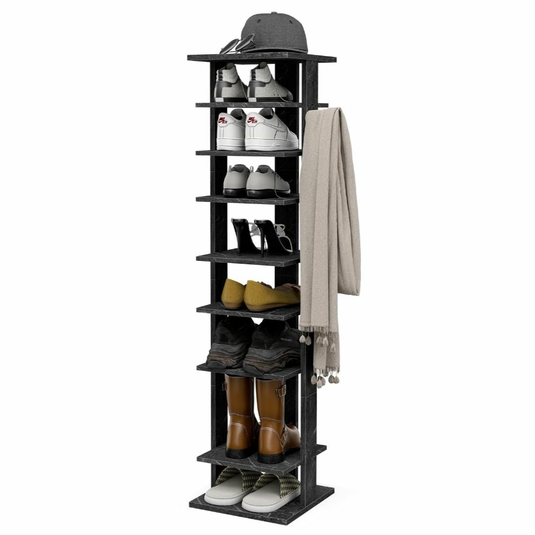 在庫処分】Frylr シューズラック 省スペース 大理石柄 木製 120*30の