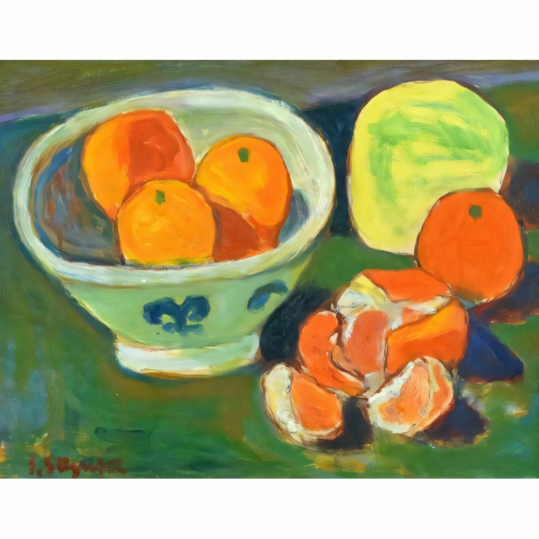 鈴木信太郎 「みかん」 油彩 F6号 真作保証 東美鑑定評価機構鑑定委員