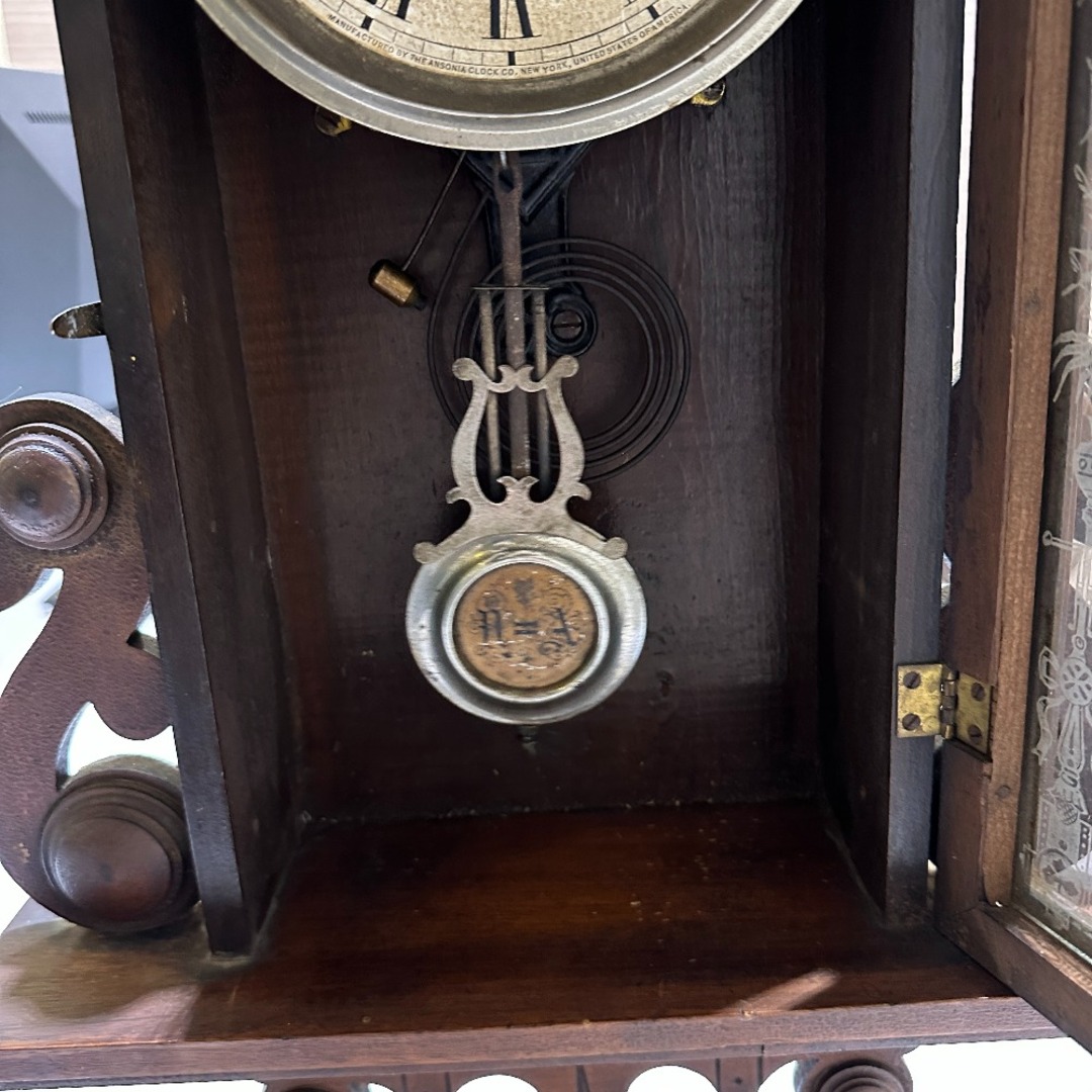 アンソニア 涙の雫 掛け時計 振り子時計 置時計 ウッド ブラウンの通販