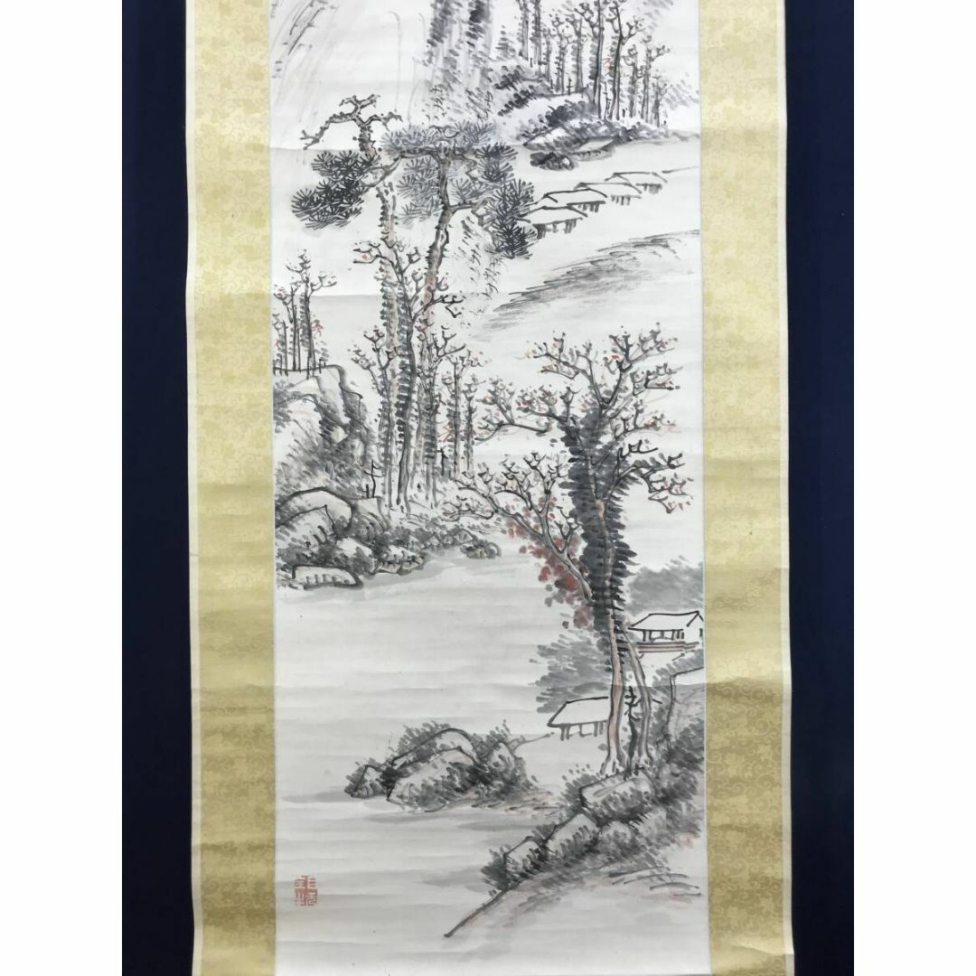 真作/平野五岳/山水画賛/秋山画賛/山水図/掛軸☆宝船☆AG-103の通販 by