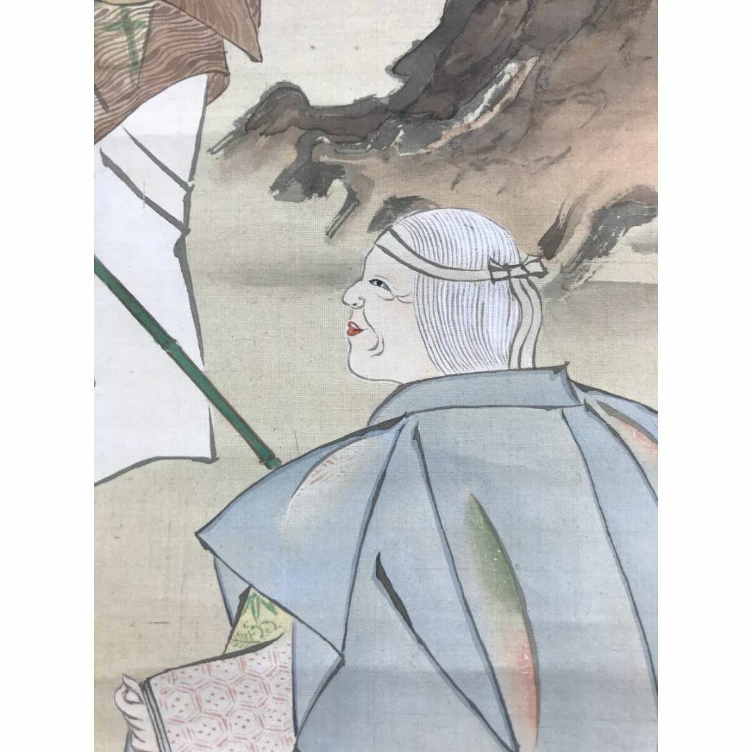 真作/立松輝石/高砂之図/祝掛軸/正月掛軸/人物図/掛軸☆宝船☆AG-644の