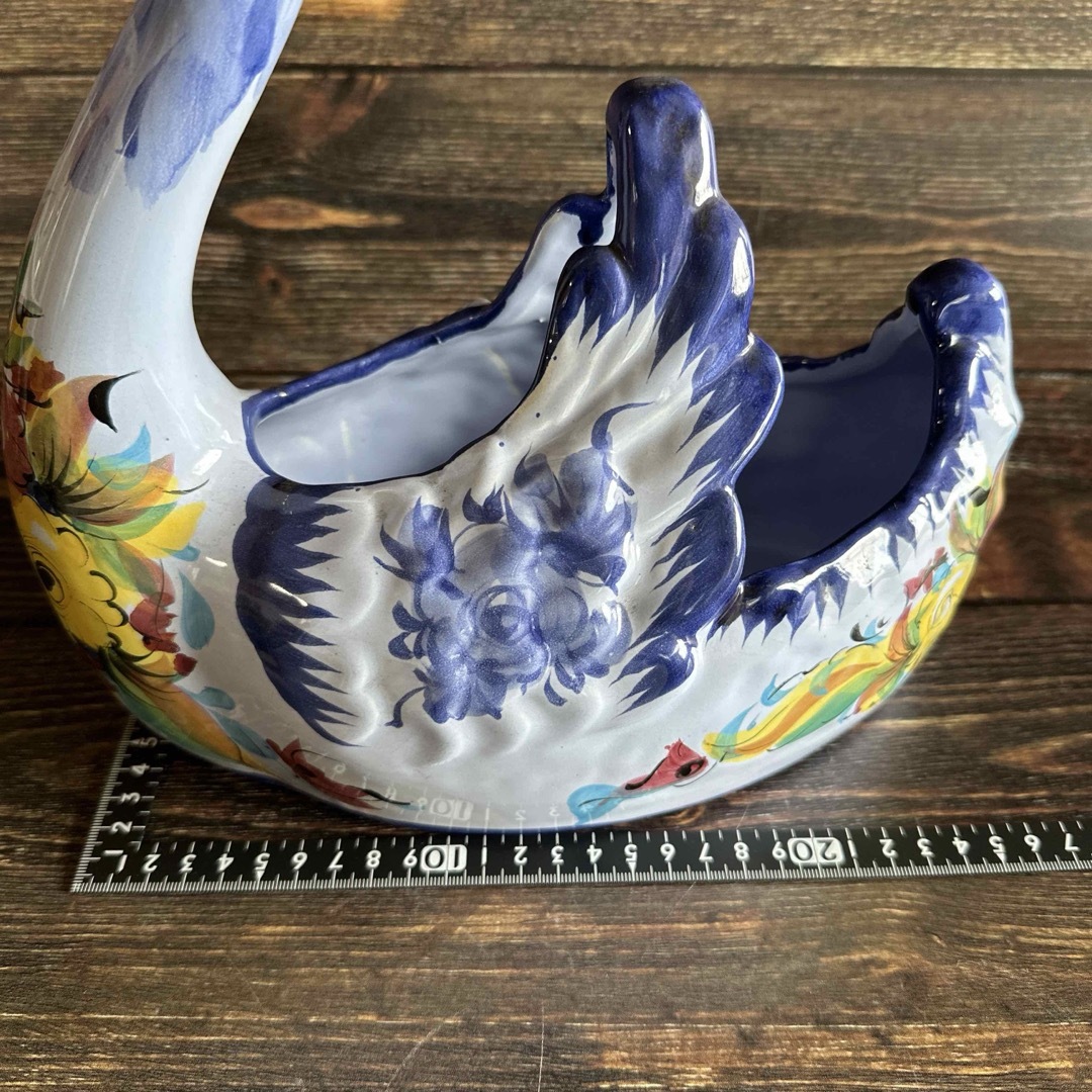 鳥の形の花瓶 花器 小物入れ オブジェ 置物 陶磁製 ポルトガル製