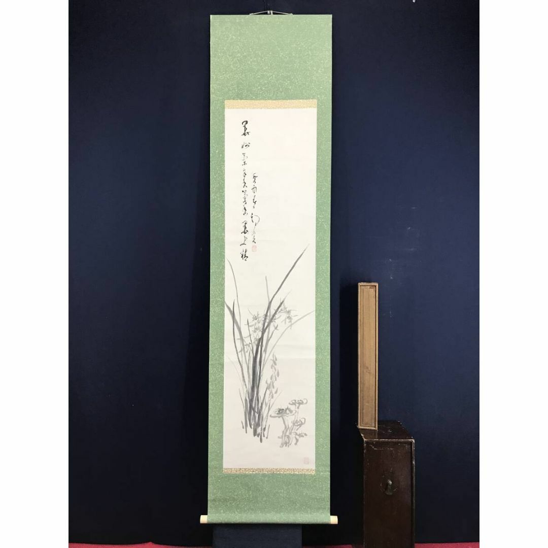 真作/津田白印/蘭画賛/ラン図/花図/掛軸☆宝船☆AH-516の通販 by 掛軸