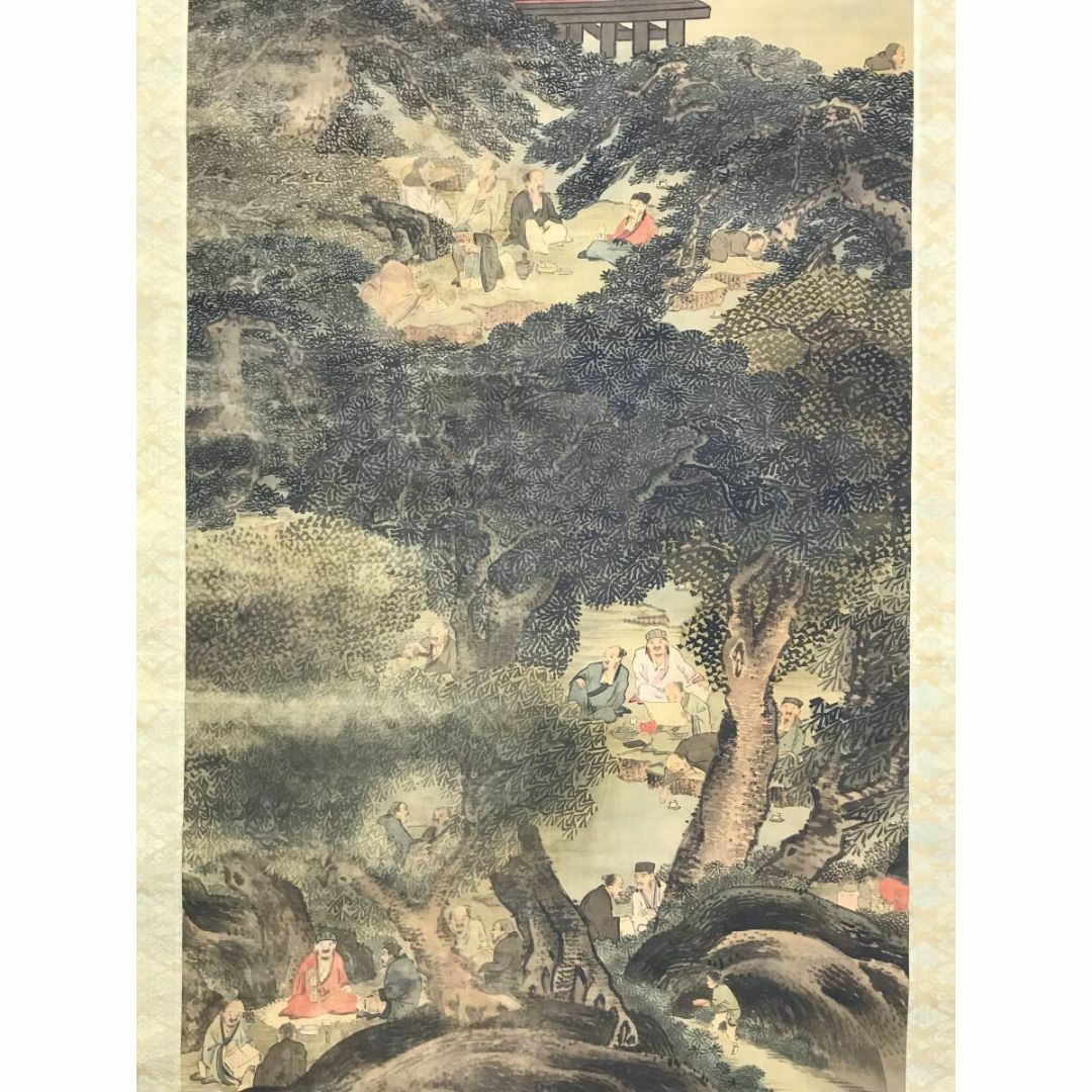 真作/谷文晁/蘭亭曲水図/山水人物図/山水図/掛軸☆宝船☆AH-548の通販