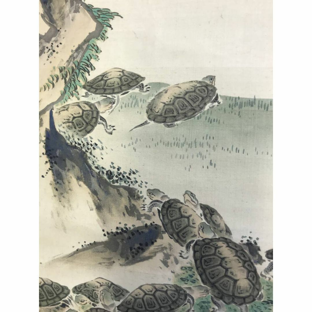 模写】圓山応挙/円山応挙/寿老人/鶴亀/三幅対/掛軸☆宝船☆AH-641の