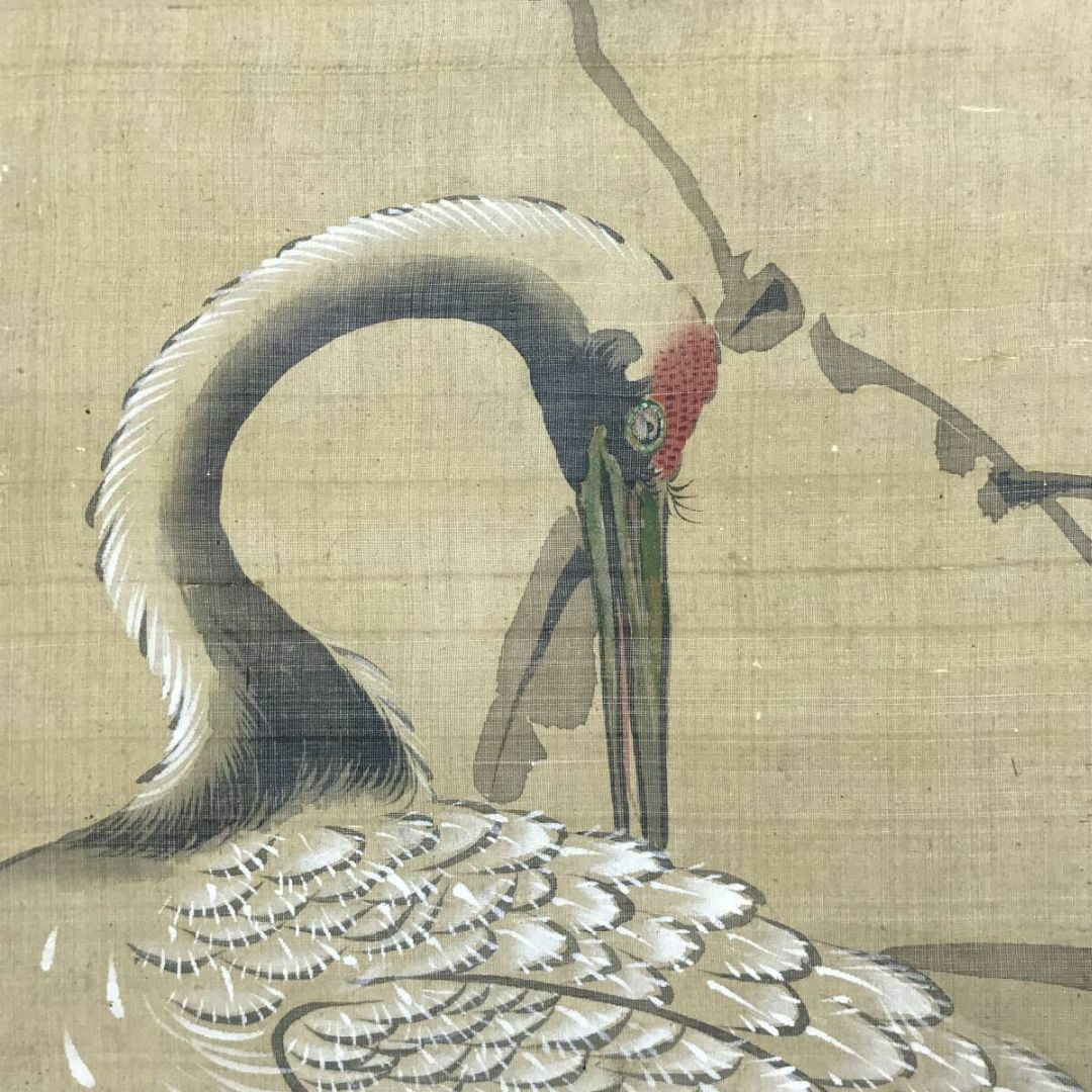 真作/谷文晁/鶴図/ツル図/芦鶴図/祝鶴図/祝掛軸/掛軸☆宝船☆AH-723の