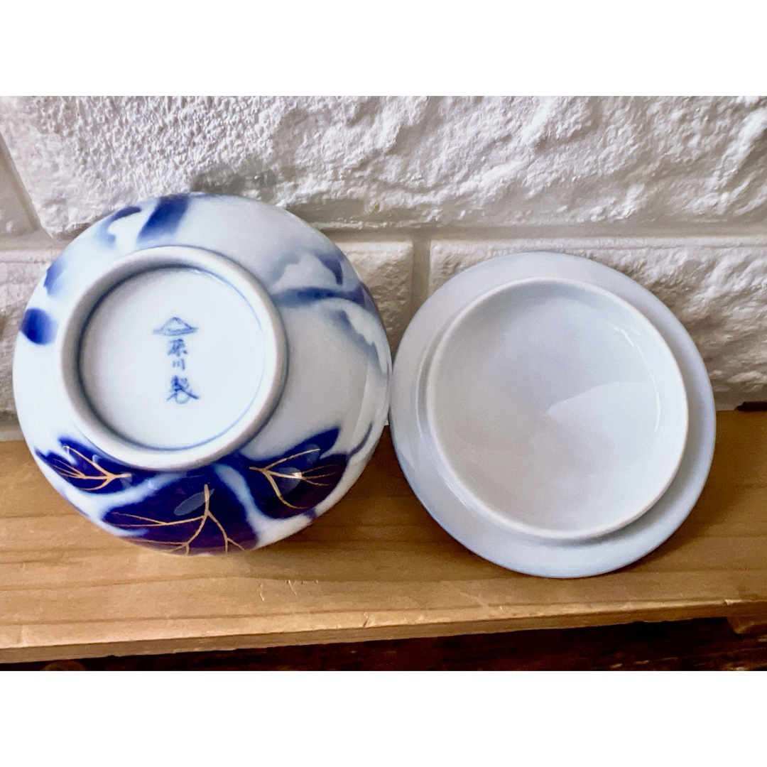 深川製磁 - 【深川製磁】 宮内庁御用達 牡丹金ミル 蓋付 湯呑茶碗 5客