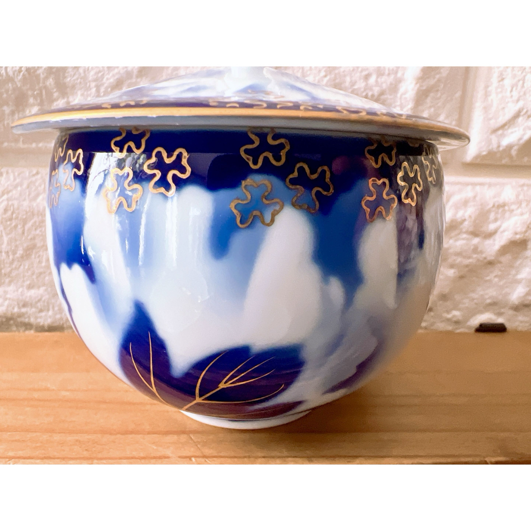 深川製磁 - 【深川製磁】 宮内庁御用達 牡丹金ミル 蓋付 湯呑茶碗 5客