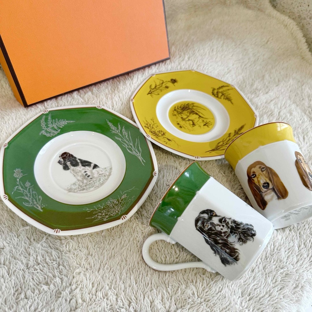 HERMES - HERMES 新品エルメスシャスグリーン緑八角皿カップ＆ソーサー