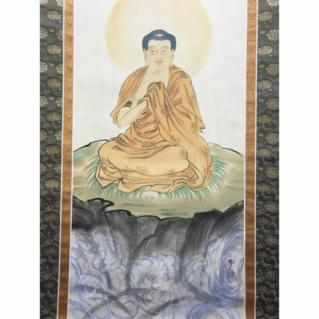 真作/木村武山/釈迦尊像図/シャカ図/仏掛軸/人物図/掛軸☆宝船☆AJ-86