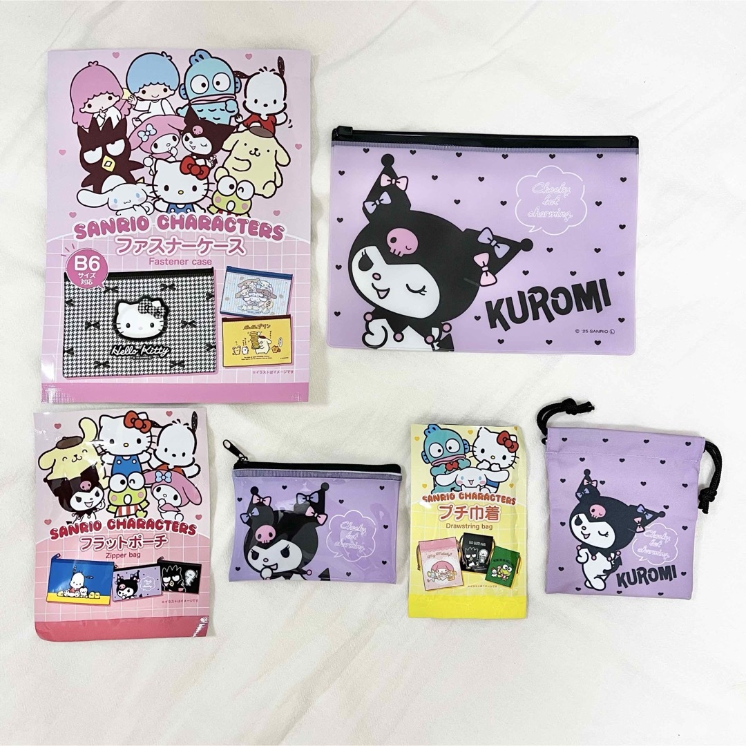 サンリオキャラクターズ フラットポーチ 巾着 缶バッチ アクリル