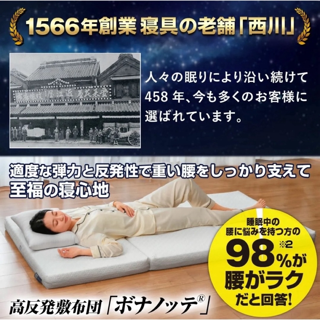 西川 - 【新品】西川マットレス ボナノッテプレミアム シングル グレー