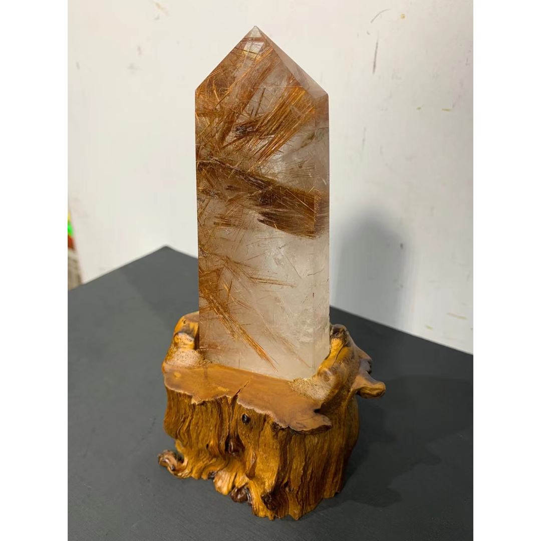 M1661☆ゴールドルチルクォーツ六角柱189g☆天然石 原石 M1661