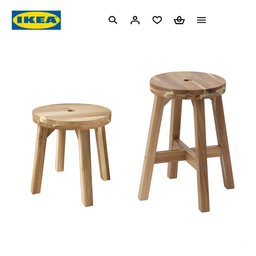 IKEA - IKEA イケア スコグスタ スツール アカシア材 大小2台セットの