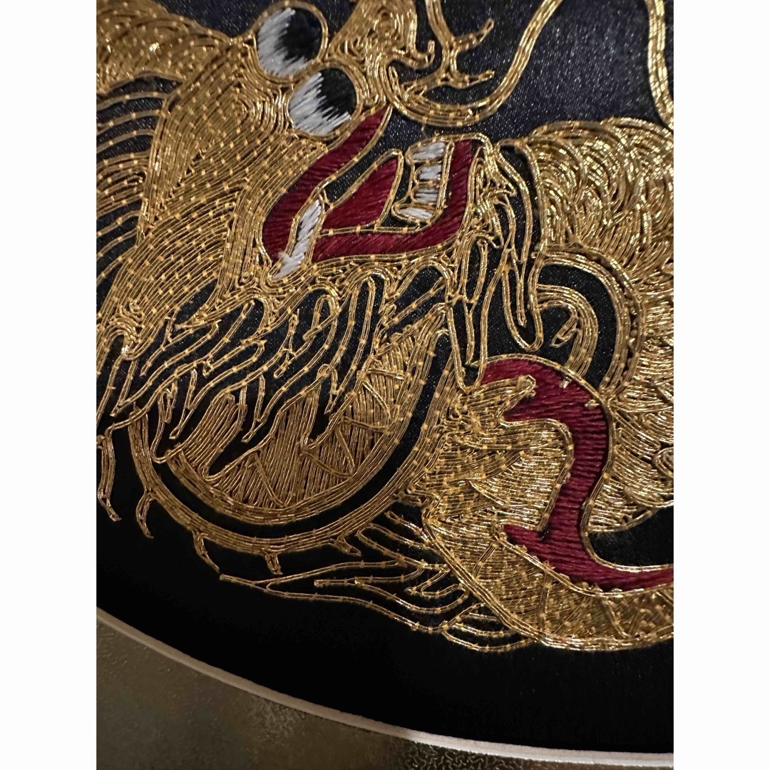 1960年代 ミッドセンチュリー 金色の龍 刺繍アート フレーム付きの通販