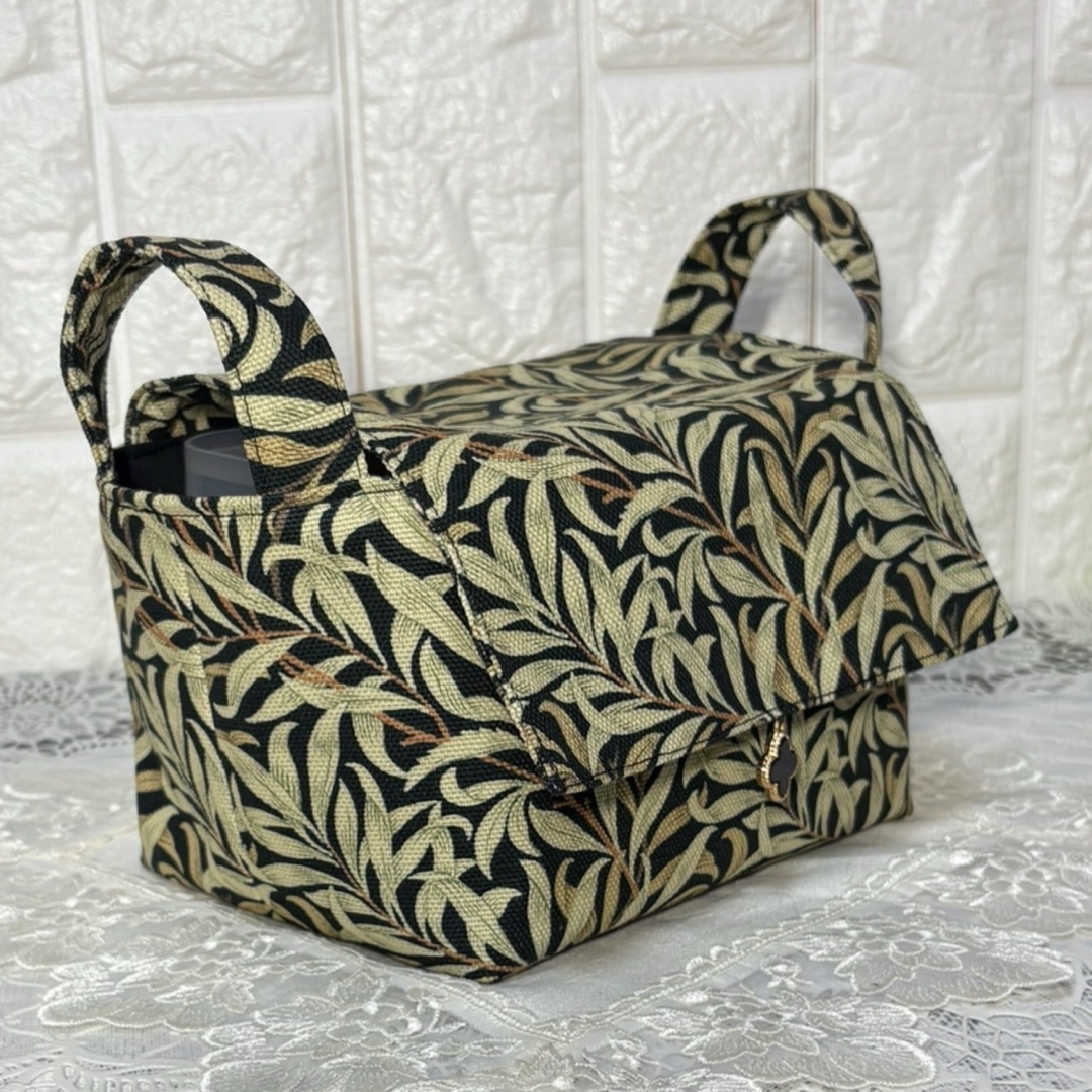 蓋付き布バスケット小 ウィリアムモリス ウィローボウ／ブラック