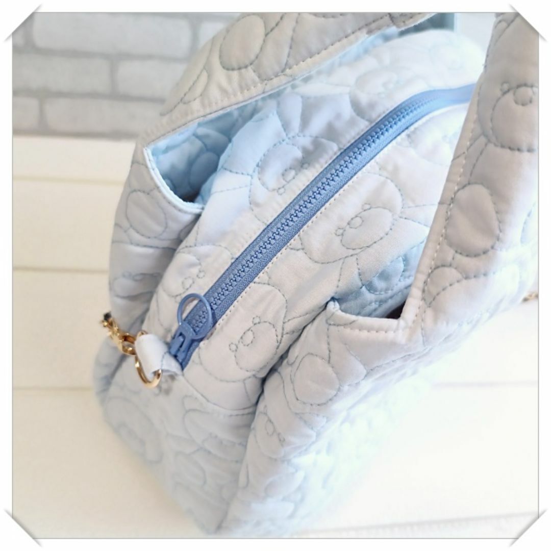 2way☆くま柄キルト（水色）の3roomsトートバッグの通販 by タク0904's