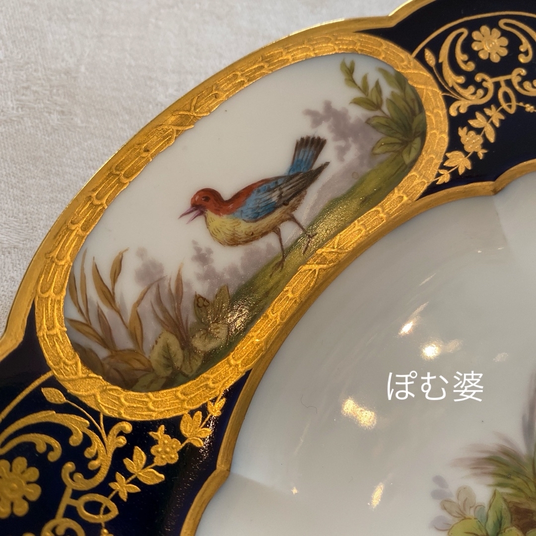 Sevres セーヴル セーブル】金彩絵付 皿「鳥達のデュプレシス／19世紀」