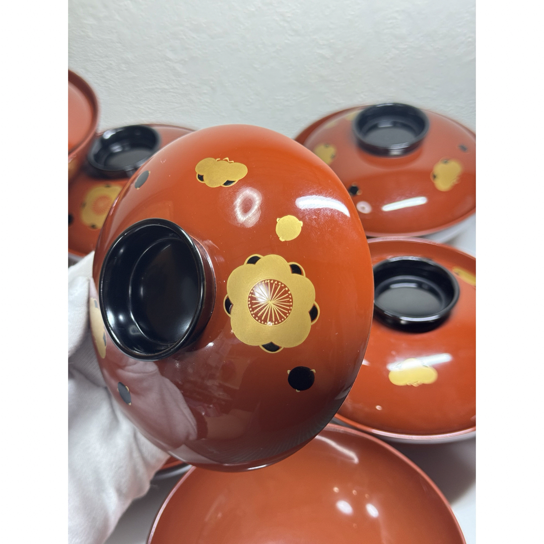 輪島塗 蒔絵椀 梅 吸物椀 蓋付 汁椀 10客 木製 共箱付き