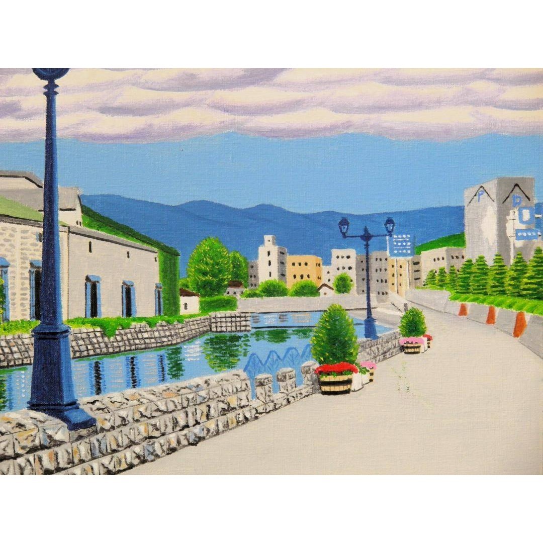 ☆夏の小樽運河・肉筆油彩画・F6キャンバス