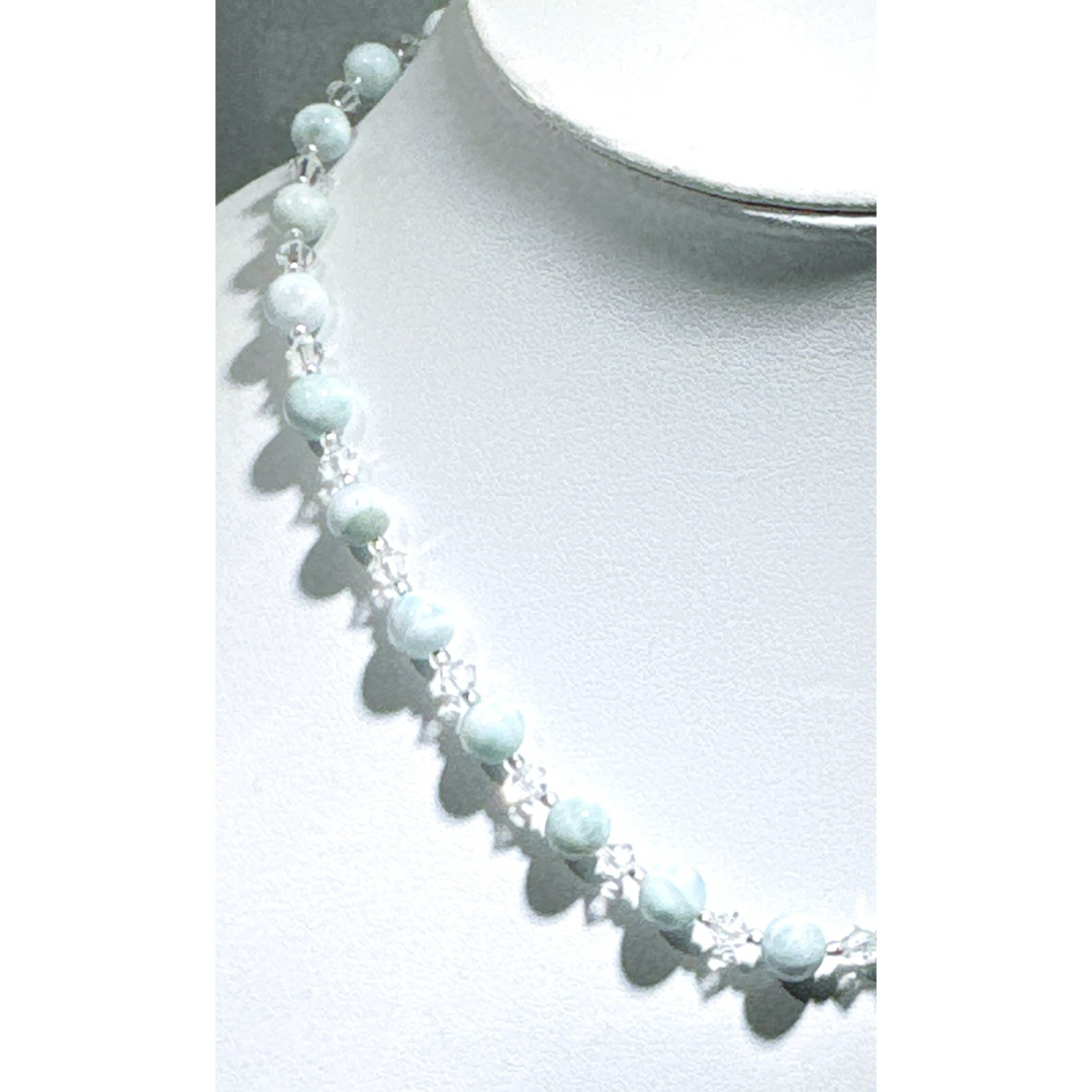 天然ラリマー スワロスキービーズネックレスNO25-2487の通販 by 夢の