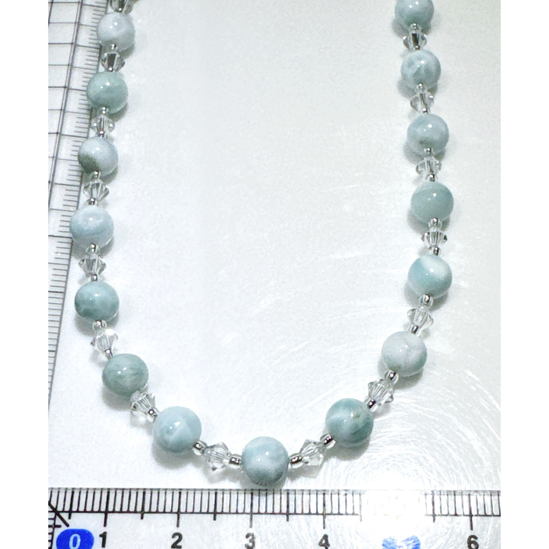 天然ラリマー スワロスキービーズネックレスNO25-2487の通販 by 夢の