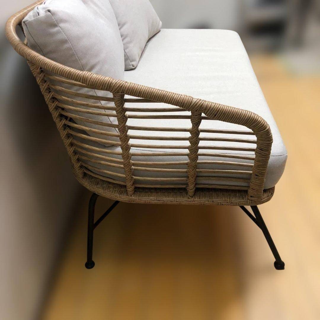 ラタンソファ 2人掛け クッション 籐編み アイアン脚 251215