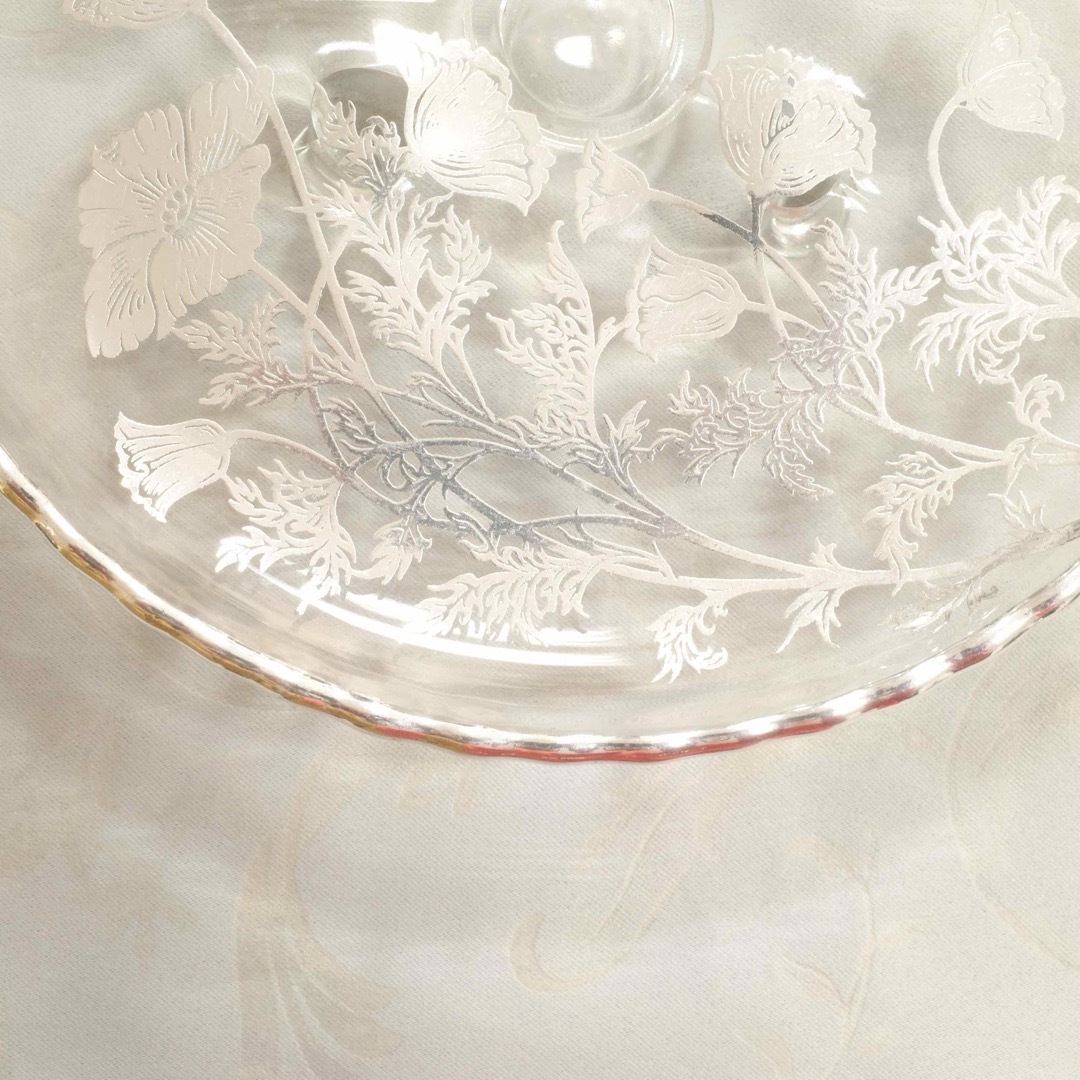 希少 レア アメリカ シルバーオーバーレイ 足付 ボンボンプレートの