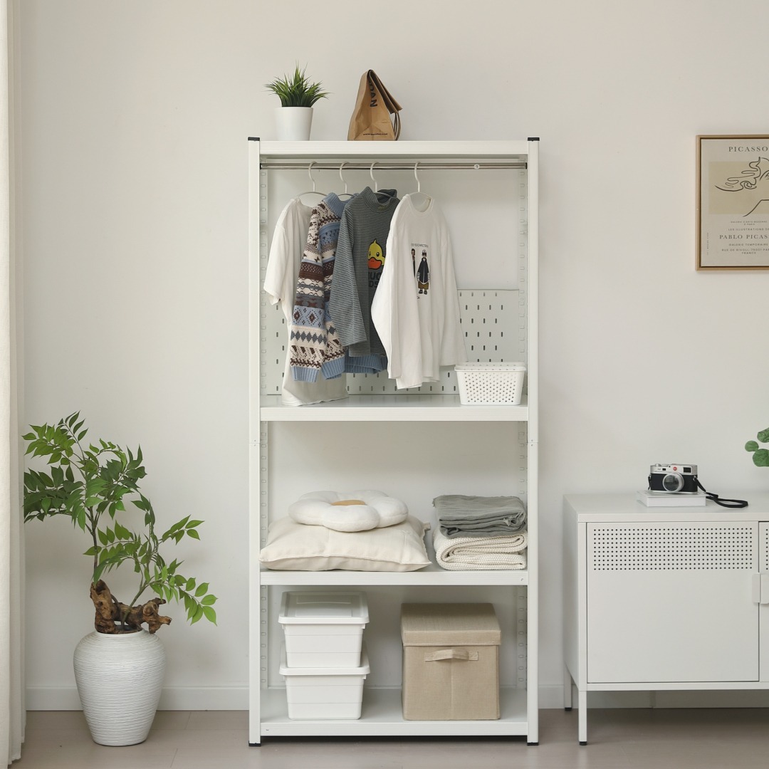 新作発表タイムセール中！スチール製可動ラック 分割可能 大容量 WHITE