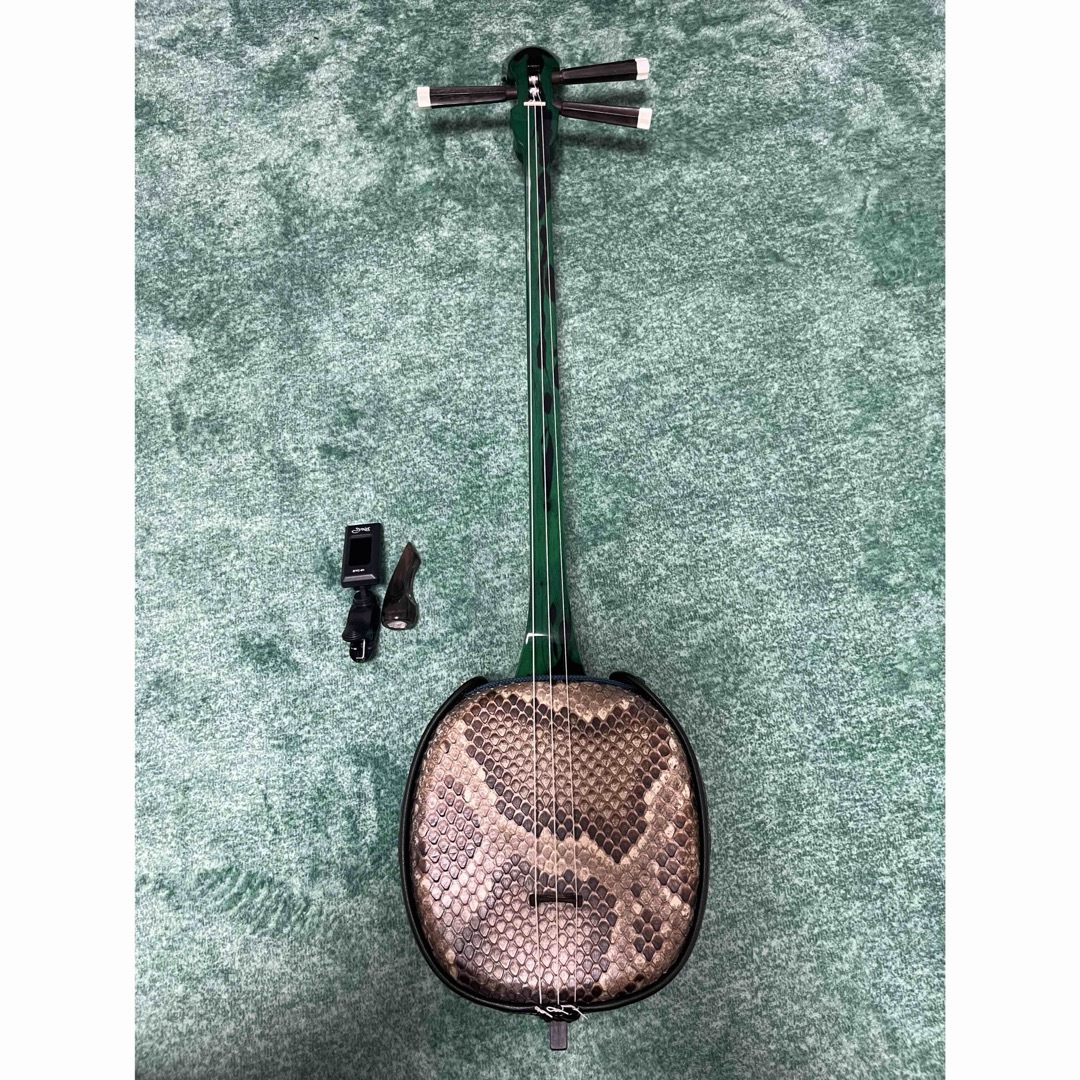 三線本体 ヘビ皮 沖縄本島黒木マカビ型 強化張り 本格 当時24万