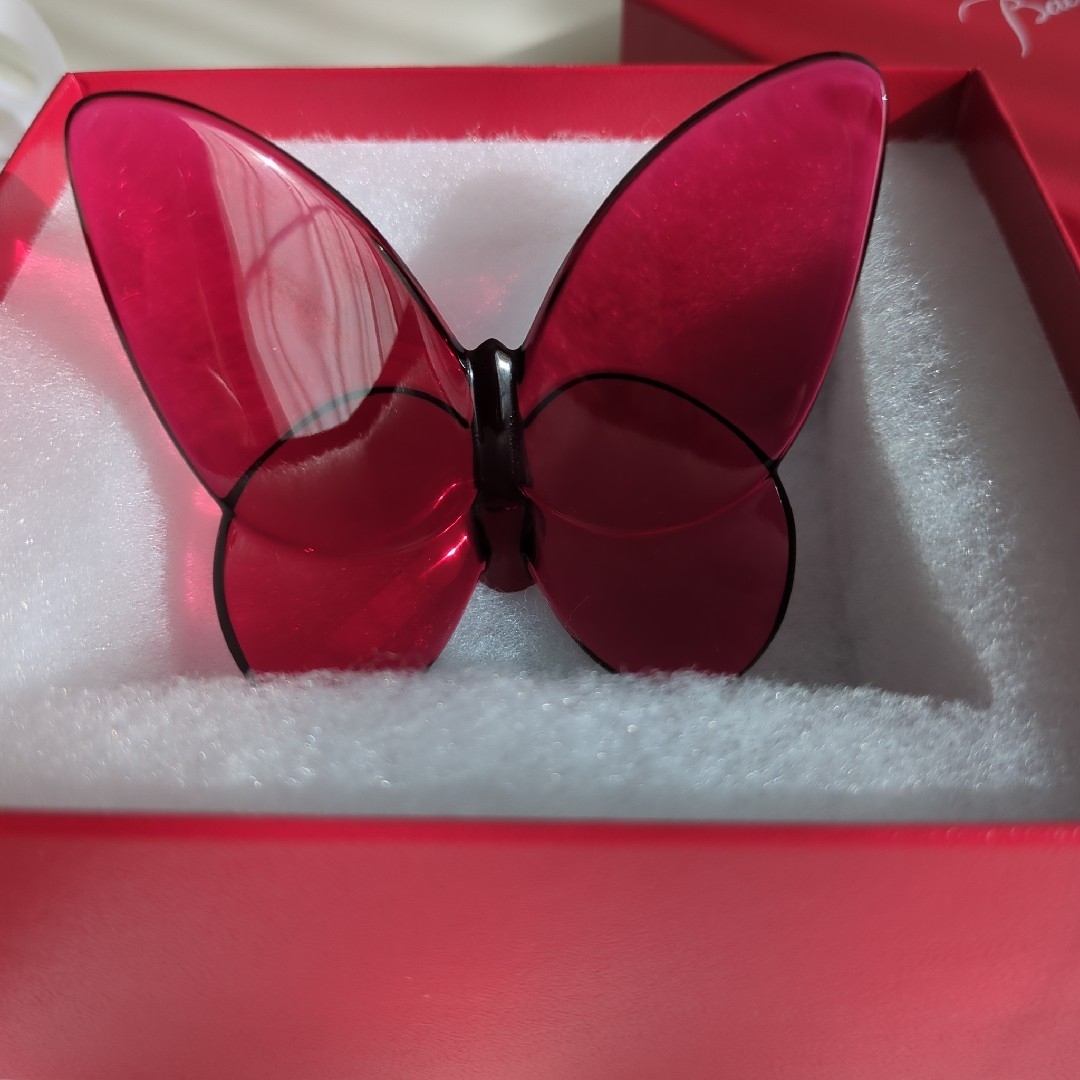 Baccarat - バカラ ラッキーバタフライ パピヨン 赤 レッド 置き物