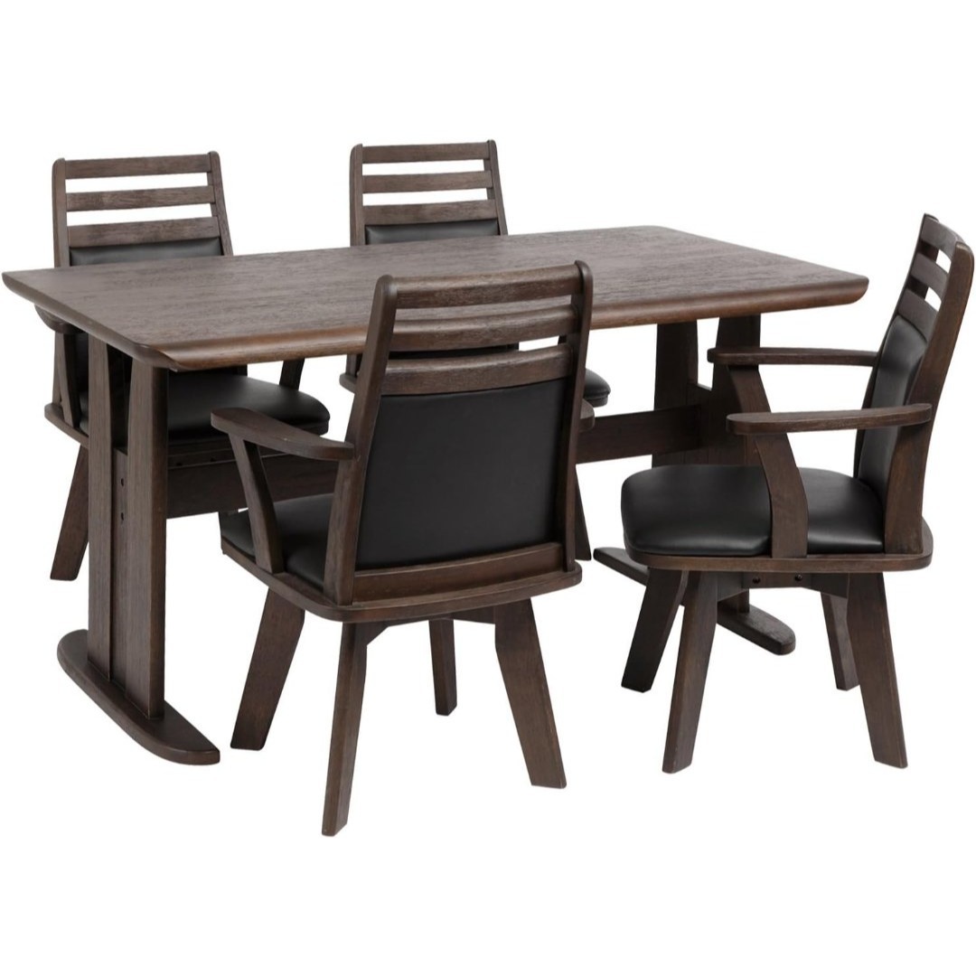 CD DC CB 8脚 ダイニングチェア アームチェア 肘付 ブラウン＊ブラック