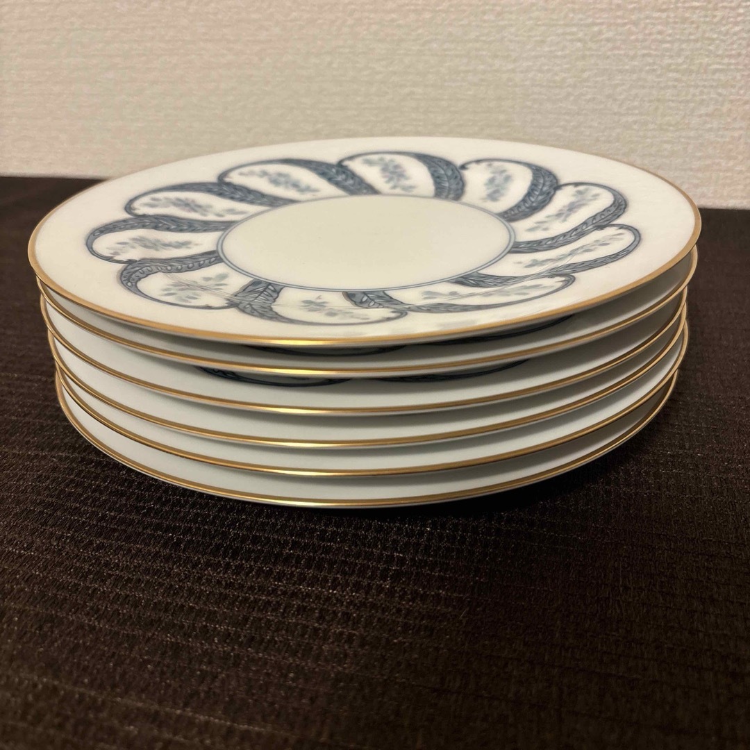 大倉陶園 - 大倉陶園 呉須更紗 デザートプレート 20cm 金彩 手描きの