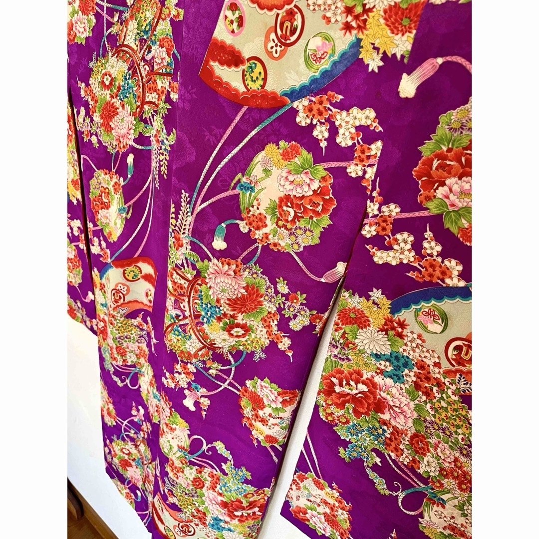 正絹 アンティーク着物 七五三 ◇鼓 地紙 花丸紋 古典柄の通販 by