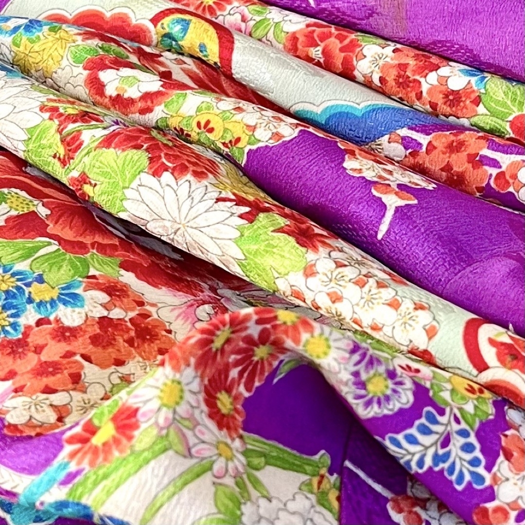 正絹 アンティーク着物 七五三 ◇鼓 地紙 花丸紋 古典柄の通販 by