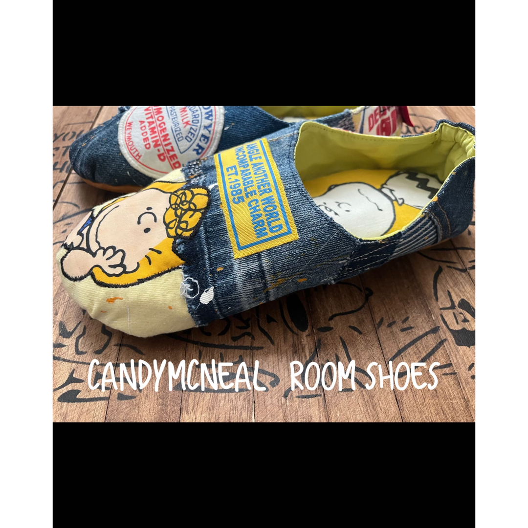 ルームシューズ】2点 デニムリメイク スリッパ 上履き 室内履き 靴の